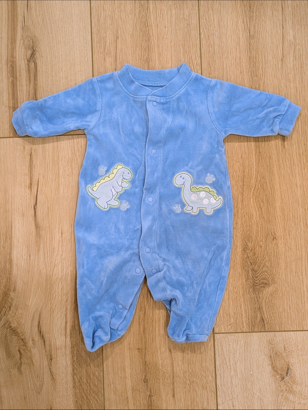 Newborn Baby Blue Dino One-Piece Sleeper